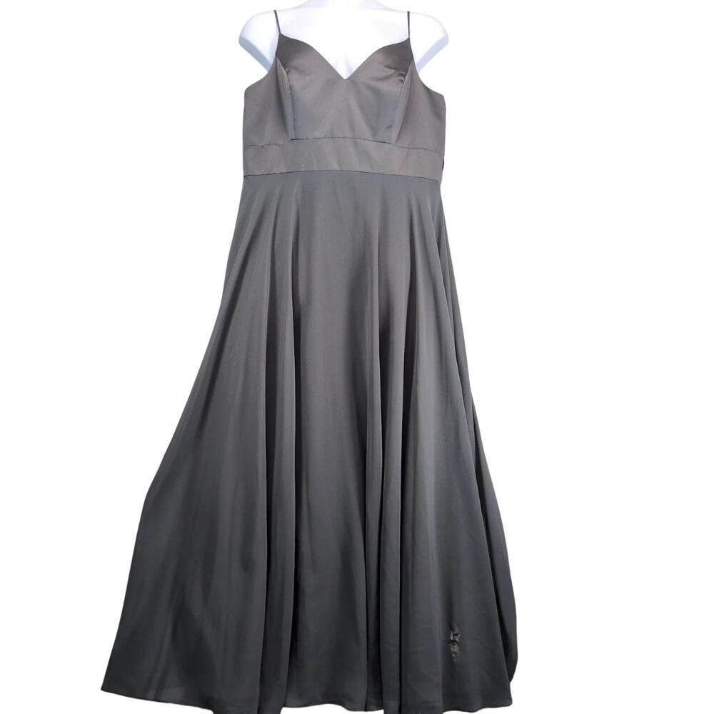 Sorella Vita Charcoal Floor-Length Dress Sz 22 Satin Chiffon Bridesmaid Prom NWT